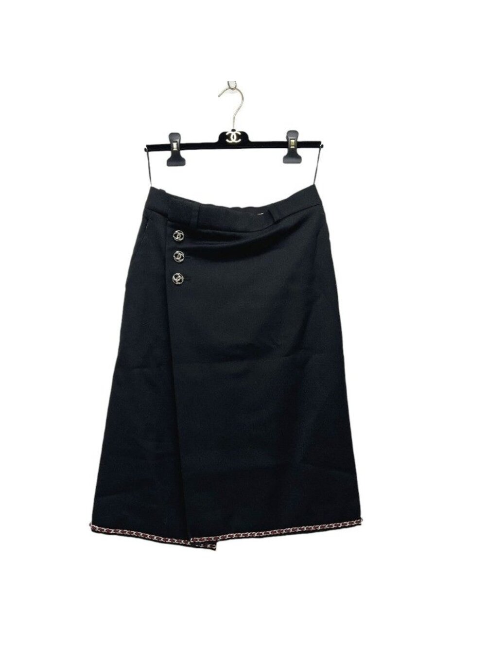 Chanel Skirt Midi Rayon Black